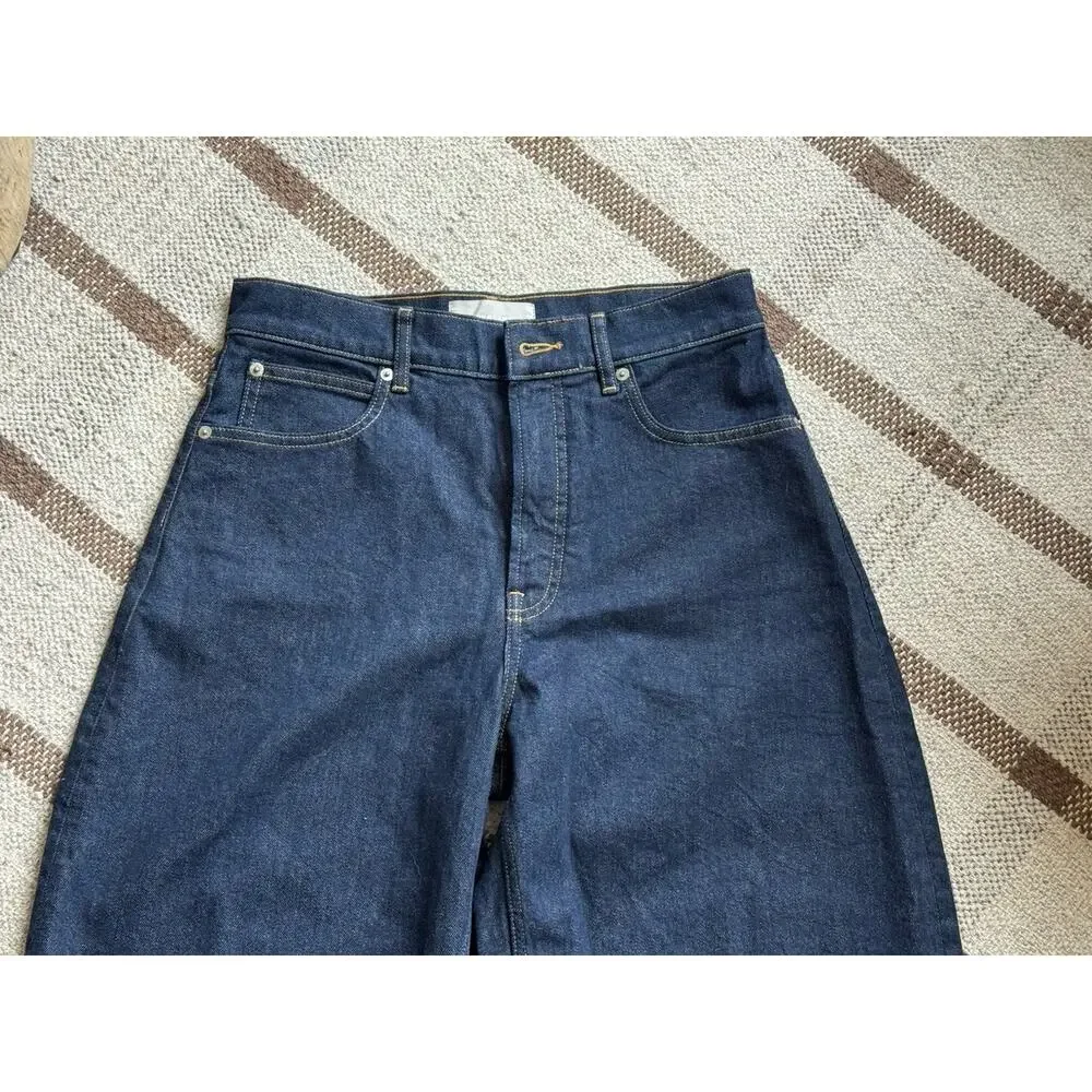 Everlane The Way High Curve Jeans Pure Blue Barrel 29R Dark Wash - Picture 3 of 9